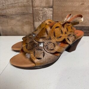 Spring Step L'Artiste Sandals Womens 41 / 10 Bronze Leather Heel Medallion Artsy